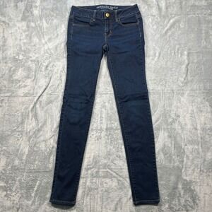 American Eagle Outfitters Dark Wash Skinny Jeans Jegging Size 0 Long